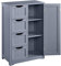 costoffs Bathroom Floor Cabinet, Wooden Storage Cupboard Unit with 4 Drawers, Adjustable Shelves, for Living Room, Kitchen, Hallway, Grey