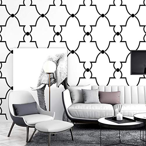 Tapete im nordischen Stil, modern, minimalistisch, chinesisch, PVC, schwarz und weiß, geometrisches unregelmäßiges Muster, für Schlafzimmer, Wohnzimmer, Esszimmer 1.73'Wx32.8'L Nicht Geklebt