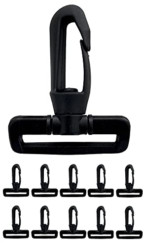 IPEA Moschettoni Girevoli in Plastica con Gancio per Zaini e Borse – 10 Pezzi – Moschettone Ruotabile con Passante della Cinghia per Borsoni, Accessori, Sport, Cucito – Misura 40 mm – Colore Nero