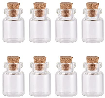 PandaHall 20pcs 5ml Clear Glass Wishing Bottles 22x15mm Mini Tiny Glass Bottles Jars with Cork Stoppers for Wedding Party Bead Containers Crafts Projects