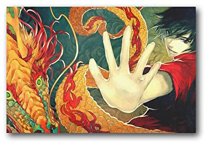 Poster fantaisie abstrait - Peinture colorée - Dragon chinois - Art mural - Art mural - Idée cadeau - Esthétique - 40 x 60 cm