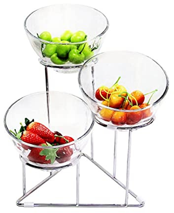 JUNYFFF Slant Cut Glass Bowls, Single/700Ml,Glass Bowl 3Pcs, Metal Stand 1Pcs, Small Pinch Bowls, Glass Dip Bowls, Sauce Dish, Sauce Bowls, Side Bowls, Small Serving Bowls Glass Dessert Bowls