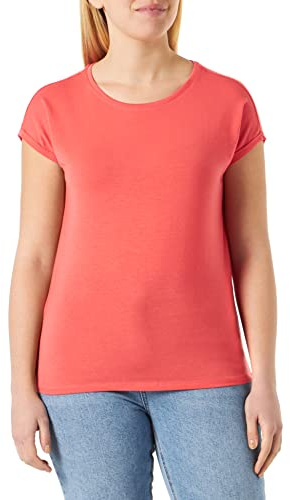VERO Moda Women's VMAVA Plain SS GAJRS NOOS Top, Sun Kissed Coral, XL, Sun Kissed Coral., XL