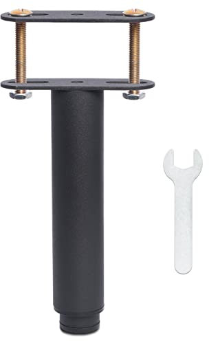 Pied de Lit Universel, Pieds pour Sommier à Lattes sans Perçage | Hauteur: 18cm(+15cm) Reglable | Design: Noir | Matériel: Metallique | Ronde ø3.8cm | pour le Cadre Central | avec Boulons | 1 Pièce