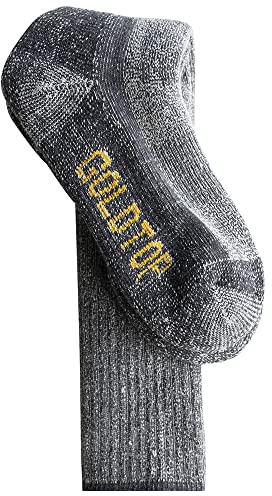 Goldtop Calzini termici spessi da uomo, 75% lana merino, da sci, snowboading caccia, escursionismo, pescatore e pesca con stivali da pesca, Grigio, L