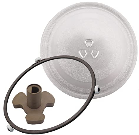 WORDFUN Mikrowellenteller, 24.5/31.5cm Drehteller Mikrowelle, Hitzebeständig, rutschfest, Ersatz Teller Glasplatte, Glasdrehteller Für Mikrowellen, Lebensmittelecht, Gleichmäßig Erhitzt