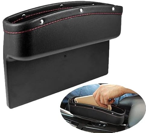 URCHUZE Car Seat Gap Organizer, PU Leather Crevice Storage Box for Mobile Phones Keys Cards Wallets Glasses (Black)