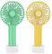 Miady 5000mAh Handheld Portable Fan(7-20 Hours Runtime), USB C Rechargeable Battery Operated 3 Speed Mini fan for Home Office Travel Outdoor and Camping(2 Pack-Lake Green & Lemon Yellow)