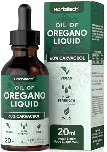 Oregano Oil Drops | High Strength Wild Oregano Liquid | High Carvacrol% | 20ml Vegan Friendly Oil | Dietary Supplement | by Horbaach