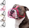 BRONZEDOG Maulkorb für Hunde, Metallmaske, für Amstaff, Pitbull, verstellbare Lederriemen für große Hunde, Braun (Rosa, one Size)