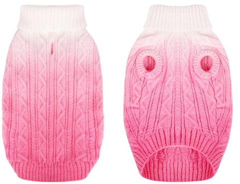 CITÉTOILE Warme Winter Hund Pullover, Weiche und Bequeme Gestrickte Hundemantel, Turtleneck Haustier Kleidung für das Kalte Wetter, Farbverlauf eingestellt für Kleine Mittlere Haustiere, Rosa, M