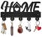 MAYJOYDIY Home Key Holder for Wall 30×15.2cm House Heart Black Wooden Key Hanger 5 Alloy Hooks Family Wall Mounted Decorative Key Hooks Rack Home Decor Gift for Entryway Front Door Hallway