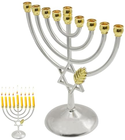tongfeng Chanukka Menorah Kerzen - Retro Kerzenständer Für Stabkerzen - Zweige Menora Poliert Vintage Klassische Menora - Kerzenleuchter Für Chanukka Feiertagszeremonie Kerzenlicht Dinnerparty