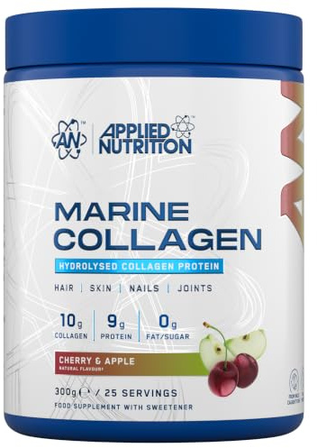 Applied Nutrition colageno marino en polvo - Proteína colageno hidrolizada | Piel, cabello y uñas sanos (cereza y manzana) (300 g - 25 raciones)