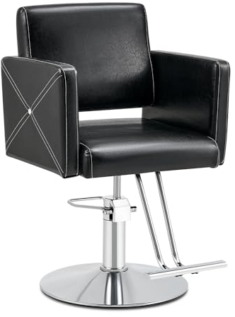 CO-Z Friseurstuhl Schwarz Friseursessel 360° Drehbar Frisörstuhl Schwarz Barberstuhl Höhenverstellbarer Barbersessel Hydraulischer Bedienungsstuhl Friseureinrichtung 150kg für Friseursalon