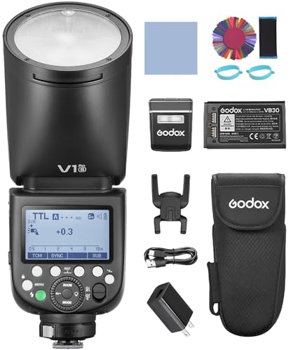 GODOX V1 PRO S Camera Flash 2.4G Wireless Speedlight 1/8000s HSS 1.3s Recycle Time with M/TTL Flash Mode Type-C Powered with Sub Flash Speedlite Compatible with Sony Cameras