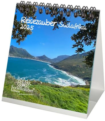 Reisezauber Südafrika Kalender für 2025 Format 10cm x 10cm Ferne Länder und Urlaubsträume - Geschenkset Inhalt: 1x Kalender 1x Weihnachtsanhänger 1x Grußanhänger (gesamt 3 Teile)