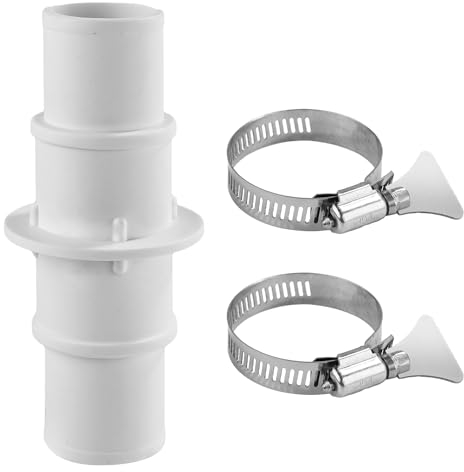 PEUTIER Pool Hose Adapter 1-1/2'' or 1-1/4'', Pool Hose Connector Coupling with 2 Stainless Steel Hose Clamps Pool Vacuum Hose Fittings for Swimming Pool Vacuum Cleaners Filter Pump Hoses