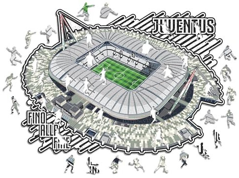 Iconic Puzzles - Juventus Allianz Stadium, Offizielles Produkt, Holzpuzzle für Erwachsene und Kinder, 100% nachhaltig, Größe S, 150 Stück