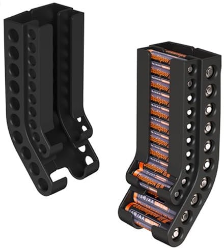 CSENASON 2 Pcs Dry Battery Wall Mount Storage Organizer,Battery Dispenser Holder,Wall Mount Battery Holder Storage Organizer Fit for 10 AAA & 10 AA Batteries (Batteries are Not Included)(Black)