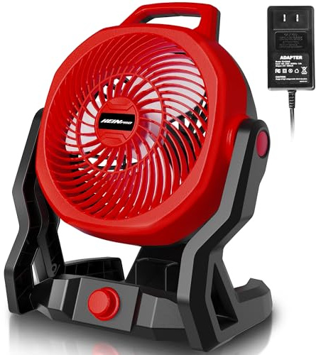 HEINPRO Ventilador alimentado por batería Milwaukee M18 de 18 V con adaptador de CA (sin baterías), ventiladores inalámbricos de hasta 650 CFM, ventilador de velocidad variable, ventilador portátil de