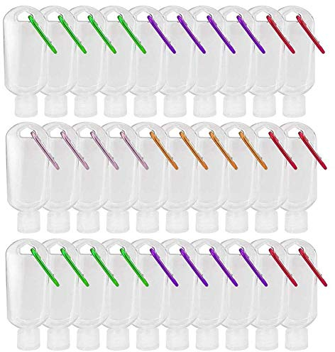 Biwwubik Lot de 30 bouteilles réutilisables en plastique vides avec mousqueton 50 ml