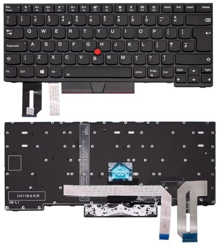 AJPARTS UK New Laptop Keyboard Replacement For Lenovo ThinkPad T495 L390 L490 T490 P43s E485 Compatible FRU/PN: 01YP508 01YP348 01YP428 Backlit UK Layout Keyboard with Mouse Pointer Black