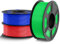 TECBEARS PLA+ Filament 1,75 mm Bundle 3 KG, Verstärkt Zähigkeit PLA Plus 3D Drucker Filament, Maßgenauigkeit +/- 0,02 mm, 3 Spulen, 1kg pro Spule (Blau, Grün, Rot)