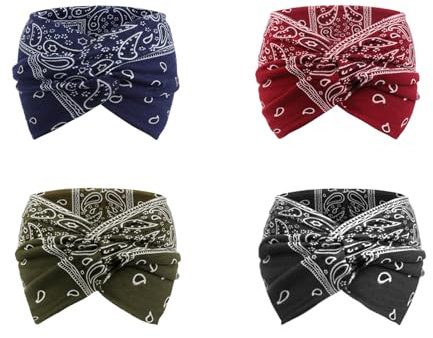 DRESHOW 4 Stück Damen Stirnband Elastische Weiche Stirnbänder Kopfband Haarband Kopf Wickeln Niedlich Haarschmuck für Alltag Yoga Sport Fitness