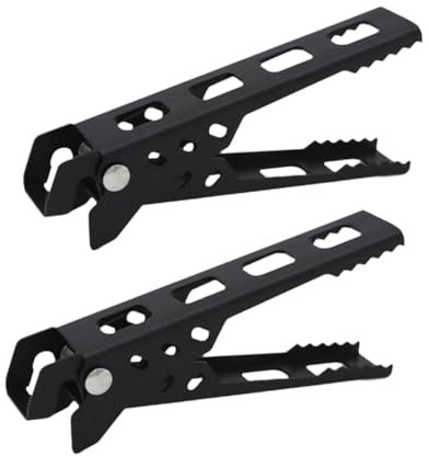 2X Pot Lifter Camping Pan Gripper Tongs Pizza Pan Gripper Hot Bowl Plate Clip Anti Scald Pan Clamp for Baking Outdoor Picnic, Black