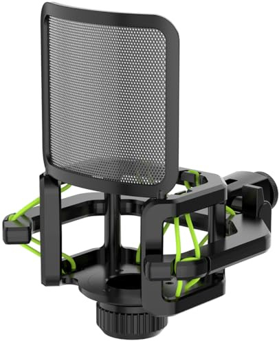 Mikrofon-Stoßhalterung mit Filtersieb für Lewitt Ray LCT-240 Pro LCT 440 Pure LCT 441 FLEX, kompatibel mit überstehenden Stielen (d≤ 23 mm) wie die AKG C-Serie usw. (grün)