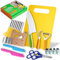 Kit de cuchillo de cocina infantil – Cuchillo infantil que no corta – Cuchillo montessori – Juego de utensilios de cocina infantil con protector de dedos, cuchillo de madera, tabla de cortar, pelar