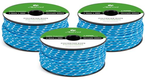 Abma Cord Corde de Polyester 5mm x 30m Tresse Polyester 880lbs | Bateau, Nautique, Amarrage, Extrieur, Tente