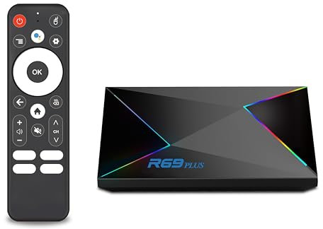 Android TV Box 14.0, 4GB RAM+32GB ROM Box,CPU Allwinner H728 & GPU Mali G57-MC1 Chipset Android Box,Risoluzione 4K/8K Support 2.4G/5.8G Dual WiFi e Bluetooth 5.0 Smart TV Box