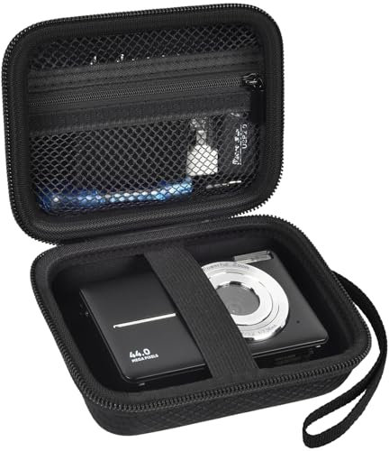 ANKHOH Digital Camera Case for CAMKORY/for VAHOIALD FHD 1080P/ for Kodak/for YISENCE for IWEUKJLO for Nsoela Kids Video Cameras Storage Holder for AbergBest for Polaroid for Canon and Cable (Black)