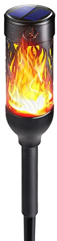 Moxled Solarlampen für Außen Garten, 1 Stück Solar Fackeln mit Realistischer Flammeneffekt, IP65 Wasserdicht Gartenfackeln Solarleuchten für Außen, Hinterhöfe, Gärten, Rasen Beleuchtung