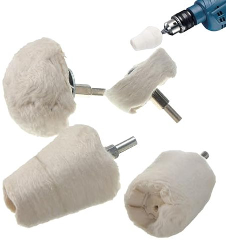 Disco Lucidante per Trapano, Cotton Mop Rotella di Lucidatura, Lucidatura Trapano Kit, Strumento di Lucidatura a Forma di Ruota, Adatto per Metallo, Gioielli, Acciaio Inossidabile, 4 Pezzi