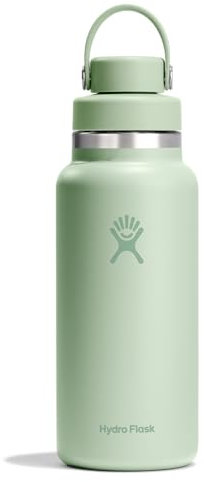 Hydro Flask Water Bottle - Insulated Stainless Steel - Wide Mouth Chug Lid, Non Spill, Leakproof in 32 Oz Aloe Green