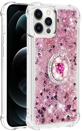 xinyunew Coque pour iPod Touch 7/iPod Touch 5/6 Bling Paillettes avec 360 Degrés Anneau Support, Étui Housse Antichoc Souple Silicone TPU Bumper Portable Protection Case, Rose Gold