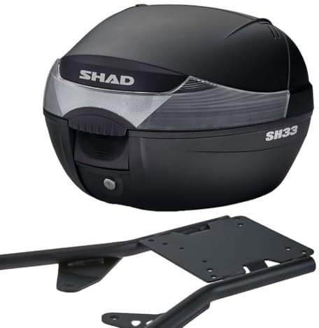 MOTOMENT Bundle Topcase inklusive Gepäckträger Komplettset Shad 33 Liter passend für Piaggio TPH 125 Typhoon LBMM701-4 Takt 2011-2016