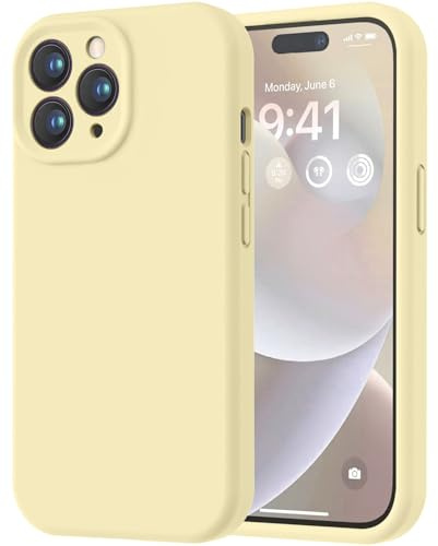 LOVE 3000 Designed for iPhone 14 Pro Max Case, Premium Silicone with [Soft Anti-Scratch Microfiber Lining] Shockproof Protective Phone Case for Lanyard 6.7, Creamy Yellow