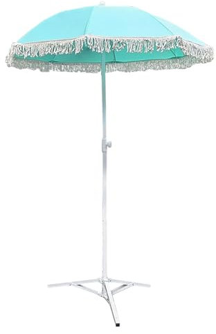 HCBUTAE Outdoor Sunshade Umbrella Camping Parasol, Garden Parasol With Triangular Bracket Bases, Folding Leisure Beach Parasol Seaside Umbrellas, Grass Green Color
