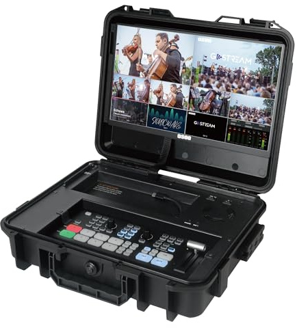 Osee GoStream Duet Kit, 4xHDMI/SDI Mixer with 14 Monitor & Carry Case | All-in-one kit, free NDI, 4 HDMI/SDI inputs, chroma key, multi-power supply, 3-platform simultaneous livestreaming