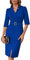 GRACE KARIN Women 3/4 Sleeves Bodycon Midi Dress Elegant V Neck Slim Fit Wrap Dress Royal Blue L