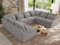 MKS MEBLE Sofa U-Form, Wohnlandschaft, Couch, Ecksofa, Couchgranitur, Polsterecke, Big Sofa XXL, Polstergarnitur - Verso U 8M - Hellgrau Plüsch