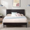 Zinus Maya lit 140x190 cm - Hauteur 30cm - Cadre de lit tapissé avec tête de lit - Sommier à Lattes en Bois - Gris foncé