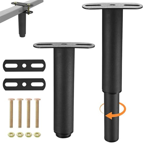 Rdddhur Pied de Lit, 2 Pcs Pied de Meuble Rétractables, DIY Pieds de Table en Métal Meuble Reglable Pied de Meuble pour Meuble Ronds Métal Pieds de Lit/de Canapé, Noir(18-33cm)