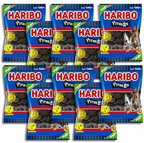 10er Pack Haribo Piratos vegetarisch 10 x 160 g Extrastarke Lakritztaler