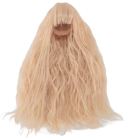BJD -Puppenperücken, lange lockige Puppenhaarperiere Hochtemperatur Seide Curly Perücken Haare für 1/4 Kugelgelenkpuppen (Pfirsich Pink)