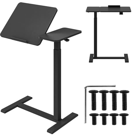 Maclean Laptop Schreibtisch höhenverstellbar 755–1108 mm | Neigbar bis 60° | Mobil mit Rollen | Belastbar bis 30 kg | Ergonomisch & stabil | für Homeoffice & Büro (Schwarz)